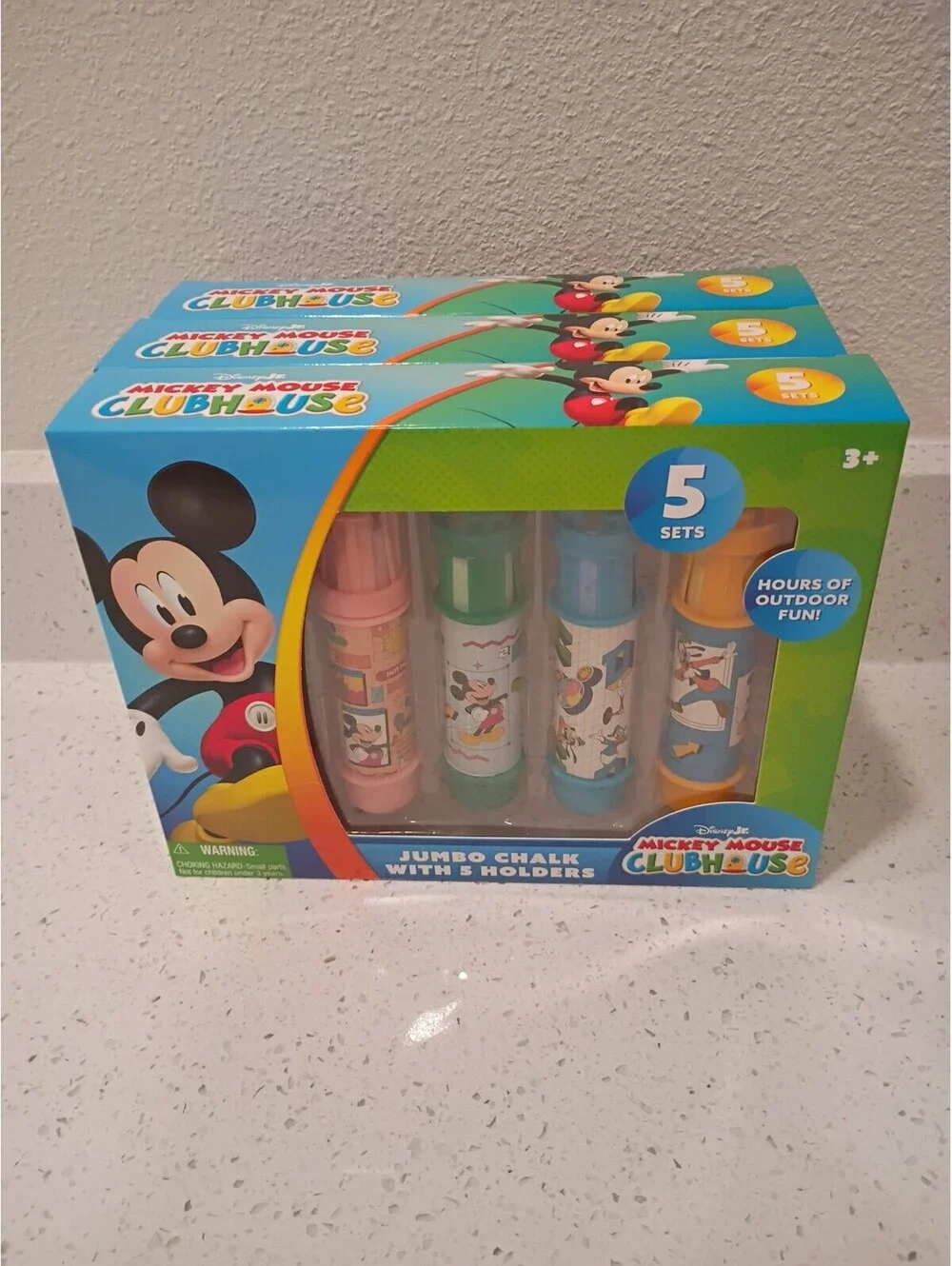 Disney Mickey Mouse Clubhouse Jumbo Sidewalk Chalk Set w/ 5 Holders NEW x1 box